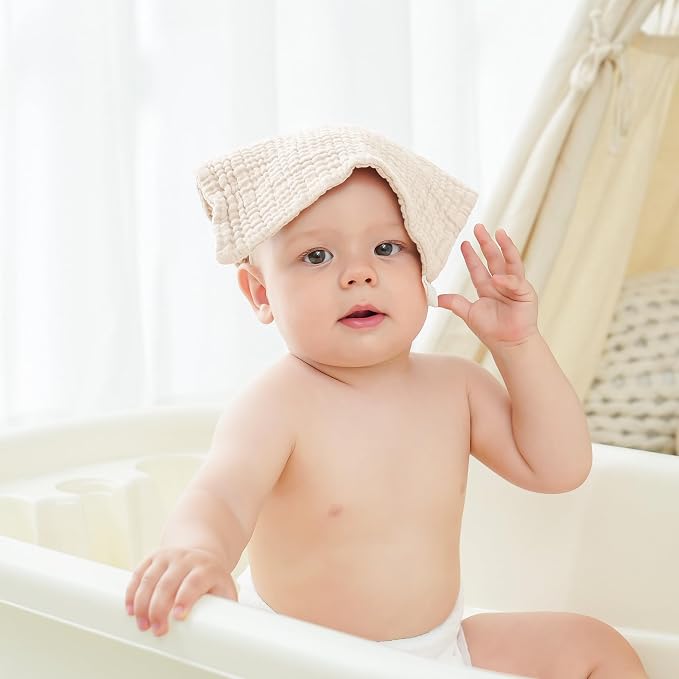 Bearmoss 12 Pack Baby Muslin Washcloths, 100% Cotton 10"x10" Face Towels - Image 6