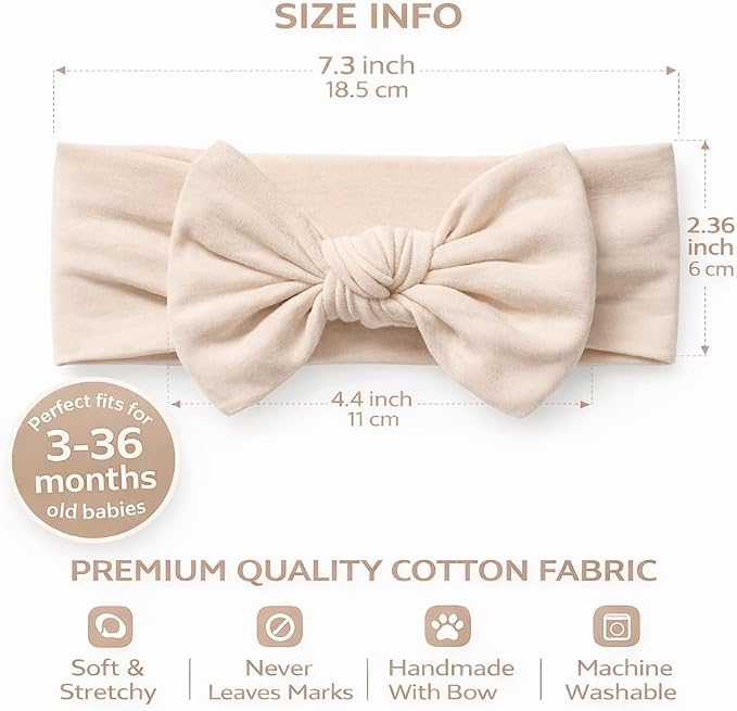 Baby Girl Headbands-Infant, Toddler Cotton Handmade Hairbands - Image 4