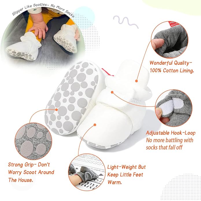 Sawimlgy Newborn Infant Baby Girl Boy Cotton Booties Stay On Sock Slippers Soft - Image 5