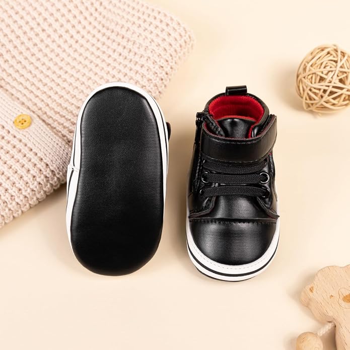 Meckior Toddler Baby Boys Girls High Tops Ankle Sneakers Soft Anti-Slip Sole PU - Image 8