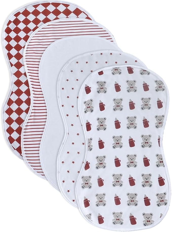 sleepyturtle Pack of 5, Baby Burp Cloths, Soft and Absorbent by sleepyturtle