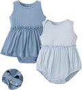 PATPAT Baby Girl Bamboo Viscose 2-Pack Romper & Dress | Color-Coded Snaps by PATPAT