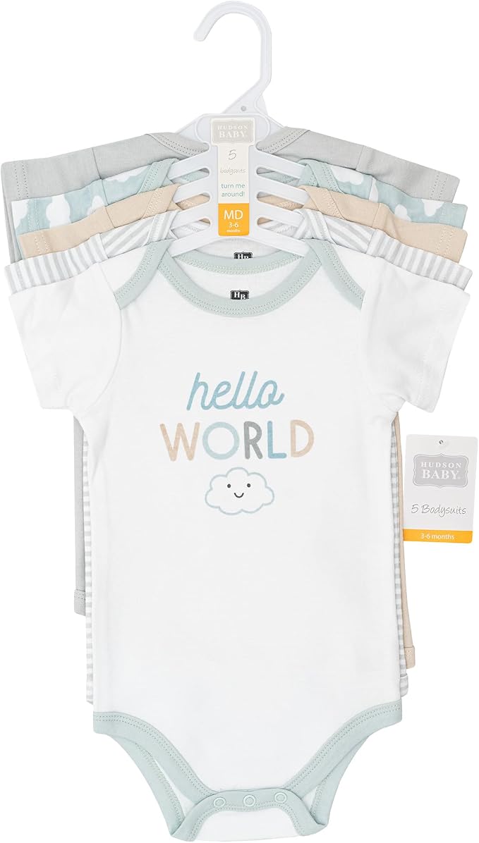 Hudson Baby Unisex Baby Cotton Bodysuits 5-Pack - Image 2