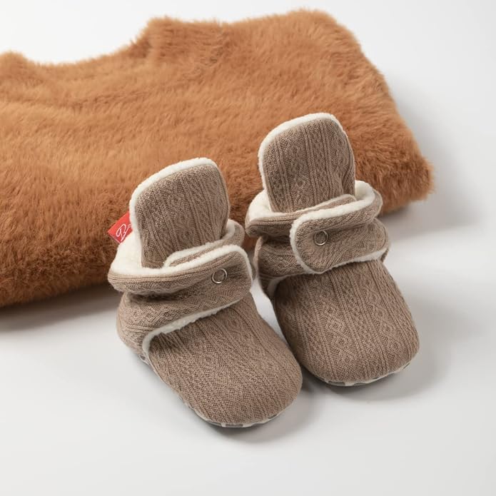Infant Baby Boys Girls Cozy Fleece Booties Stay on Slippers Non Slip Soft - Image 3