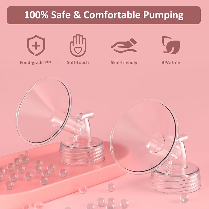 26mm Flanges Compatible with Spectra S2 S1 9 Plus Synergy Gold Breastpump, Not Original Spectra Replacement Pump Parts, Wide Mouth Flange Accessories for Elastic Nipples Work with Backflow Protector