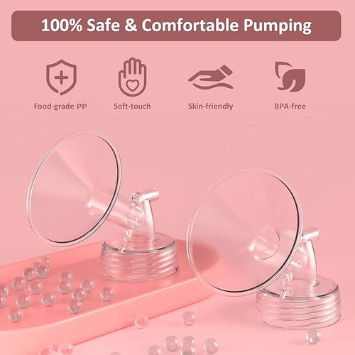 19mm Flanges Compatible with Spectra S2 S1 9 Plus Synergy Gold Breastpump, Not Original Spectra Replacement Pump Parts, Wide Mouth Flange Accessories for Elastic Nipples Work with Backflow Protector