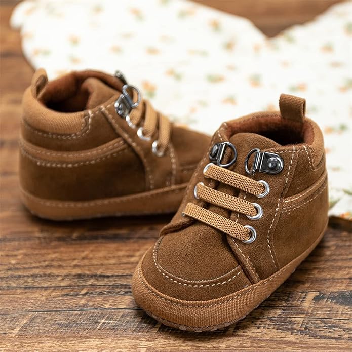 Meckior Toddler Baby Boys Girls High Tops Ankle Sneakers Soft Anti-Slip Sole PU - Image 2