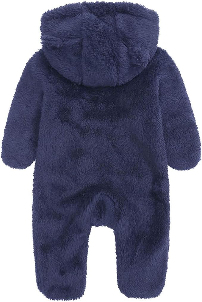 Baby Hooded Fleece Romper Long Sleeve Onesie Outwear Outfits 0-12M | Fall - Image 6