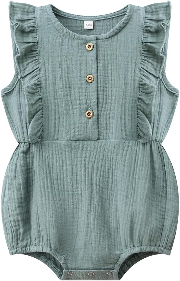 Baby Girl Bubble Romper Muslin Cotton Newborn Summer Clothes, 0-18M | Baby by WATOCHE