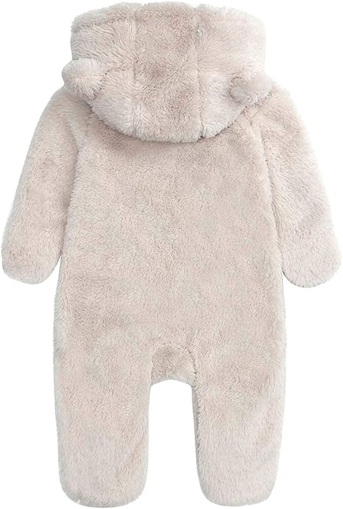 Baby Furry Jumpsuit Infant Bear Onesies Zipper Long Sleeve One-Piece Romper - Image 2