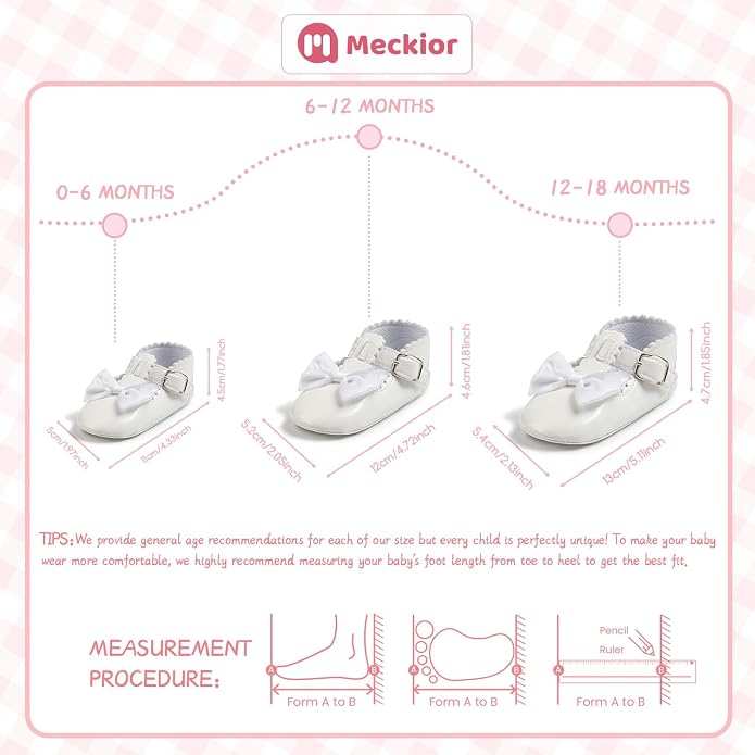 Meckior Infant Baby Girls Soft Sole Bowknot Princess Wedding Dress Mary Jane - Image 6