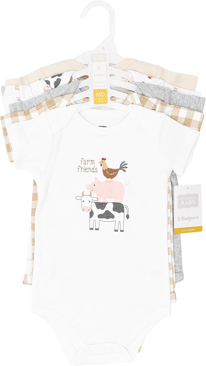 Hudson Baby Unisex Baby Cotton Bodysuits 5-Pack - Image 2