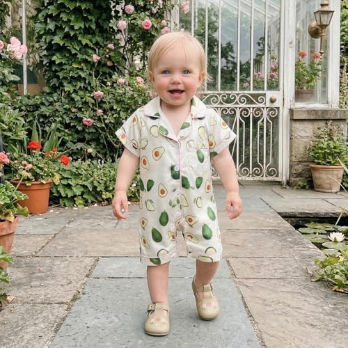 Kuriozud Baby Girl Boy Romper Pajamas Onesie Short Sleeve Button Down Pjs - Image 2