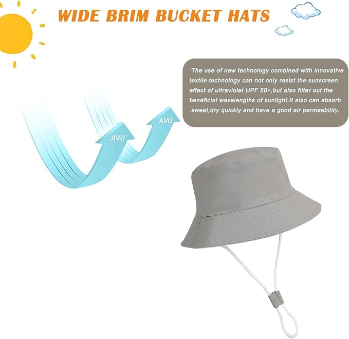 Baby Boy Sun Hat Toddler Bucket Beach Hat Girl UPF 50+ Cotton Linen - Image 6