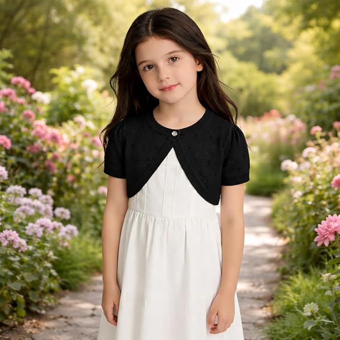 Girls Cardigan Sweater Toddler Baby Kids Knit Bolero Shrug - Image 2