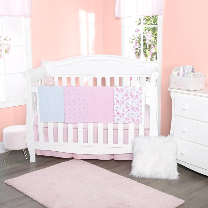 EVERYDAY KIDS 4 Pack of Soft Flannel Receiving Baby Blanket Set - Image 2