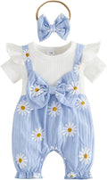 YINGISFITM Newborn Baby Girl Summer Clothes Short Sleeve Bubble Romper Bow by YINGISFITM