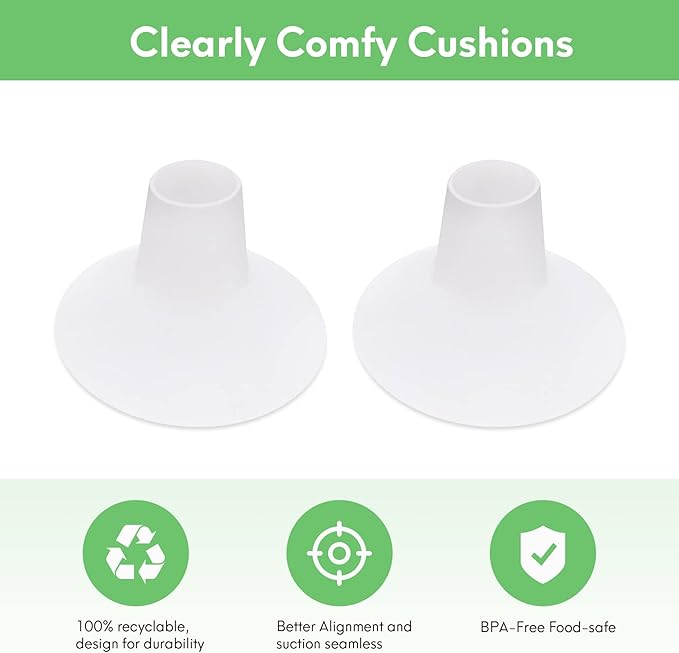 Mompmuri Breast Pump Cushion – M | Breast Pump Accessory, Sizing Insert for Flange Shields | Elastic Nipple Flange Inserts | Silicone Lacteck Flange | Compatible with Flange Sizes 24-26mm (2 pc)