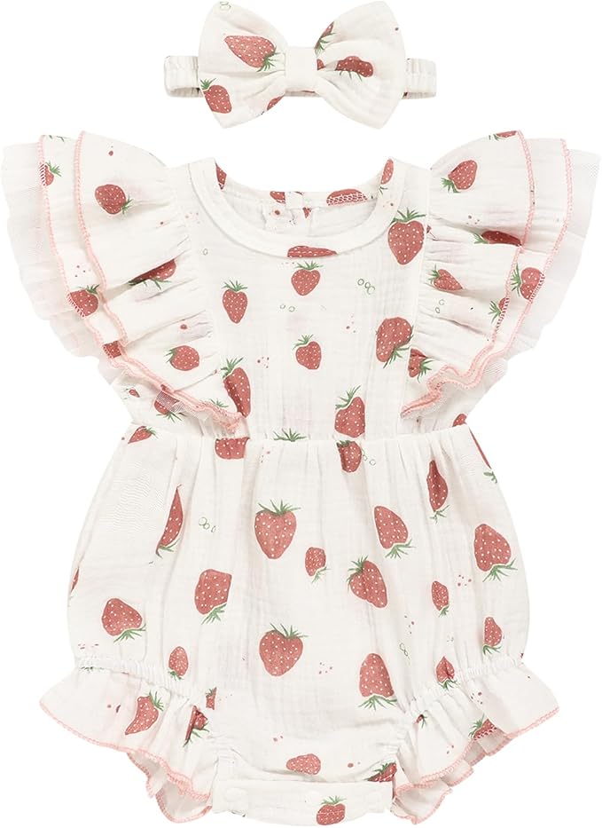 TITKKOP Ruffle Bubble Romper for Baby Girl | One-Piece Shorts Jumpsuit | Summer by TITKKOP