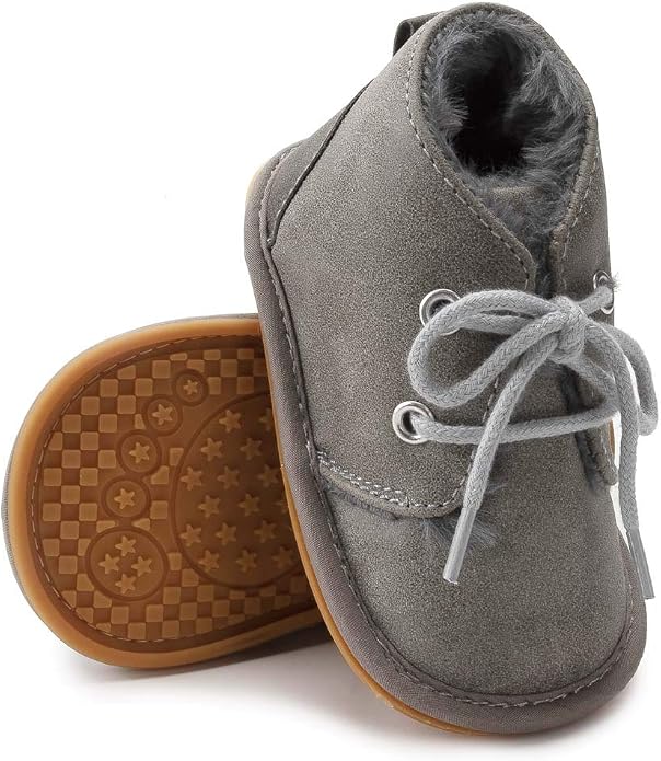 Baby Boys Girls Booties Fleece Anti-Slip Soft Sole Boots Toddler First Walker - Image 4