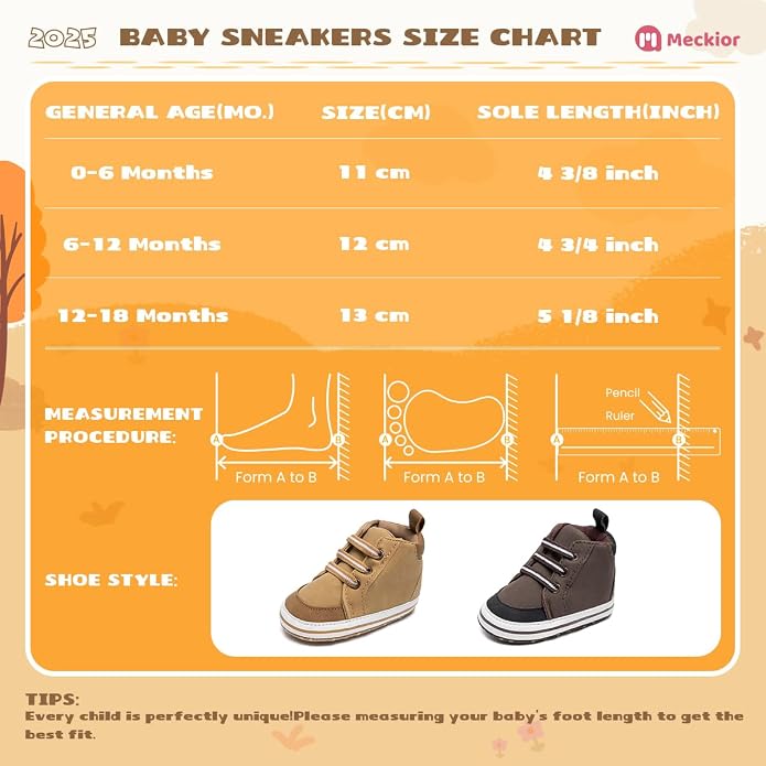 Meckior Toddler Baby Boys Girls High Tops Ankle Sneakers Soft Anti-Slip Sole PU - Image 6
