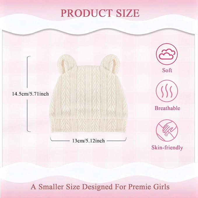Newborn Baby Girl Hats Mittens Set Cotton - Image 7