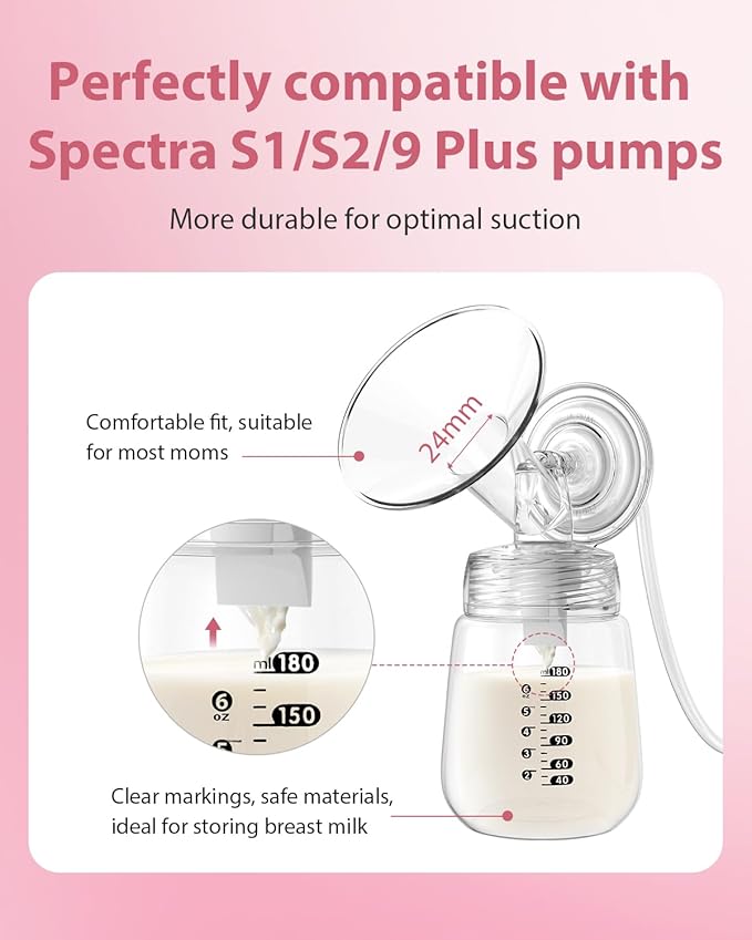 18MM Flange and Duckbill Valve Set Compatible with Spectra S1 S2 9 Plus, Wide Mouth Breast Pump Replacement Parts, Multiple Size Options 13–30mm, Not Original Accessories
