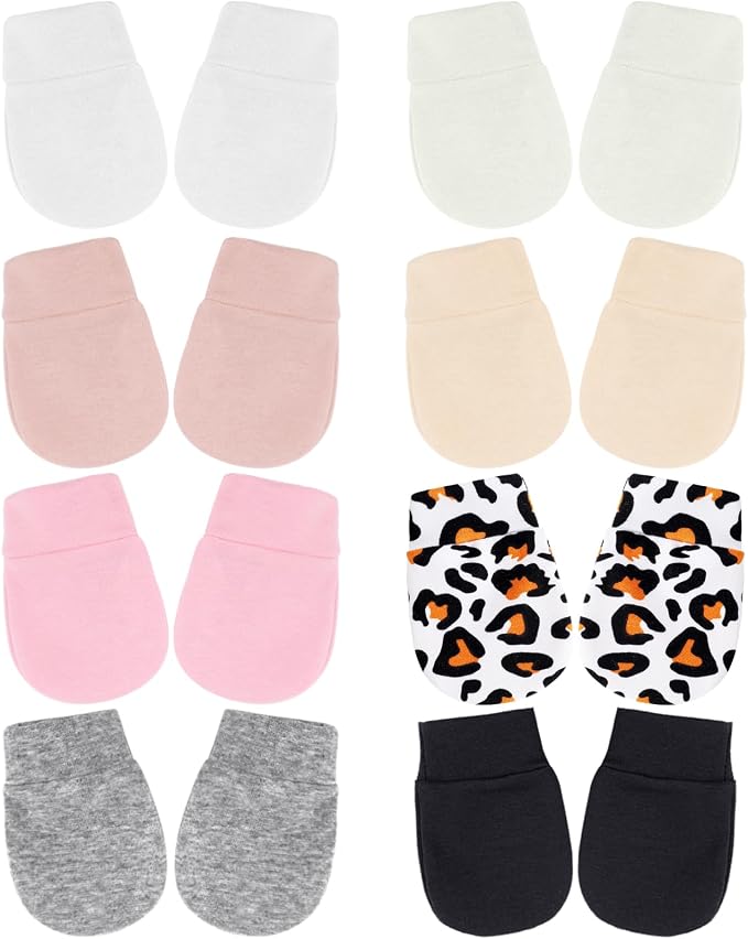BQUBO Newborn Infant Toddler Mittens No Scratch Cotton Elastic Wrist Gloves by DRESHOW