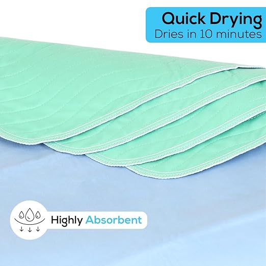 Simpli-Magic Washable Underpads, 30"x34" (Pack of 4) - Heavy Absorbency Reusable Bedwetting Incontinence Pads for Kids,Adults,Elderly,andPets - Waterproof Protective Pad for Bed,Couch,Sofa,Floor