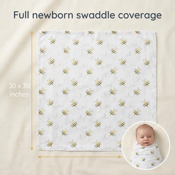 EVERYDAY KIDS 4 Pack of Soft Flannel Receiving Baby Blanket Set - Image 7