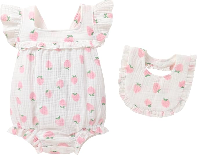 YOUNGER TREE Baby Girl Romper 100% Cotton Ruffle Sleeveless Summer Outfit by YOUNGERTREE