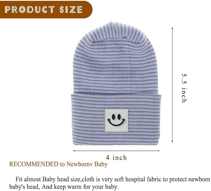Newborn Baby Hat Infant Caps Baby Boy Girl Toddler Hospital Hats Bow Double - Image 3