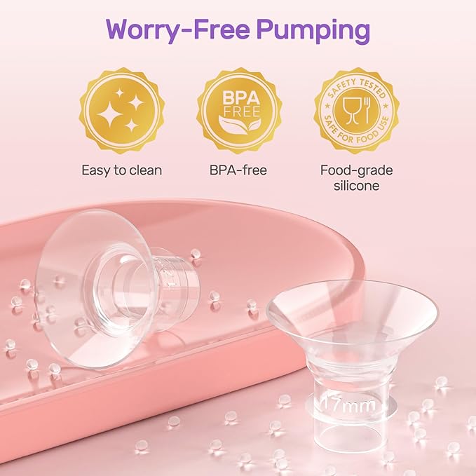 Nuliie 8PCS Silicone Flanges Insert Replacement Kit, Flange Sizing Kit 17mm for 24mm Flange/Shield Breast Pumps, Pumping Essential Kit for Moms