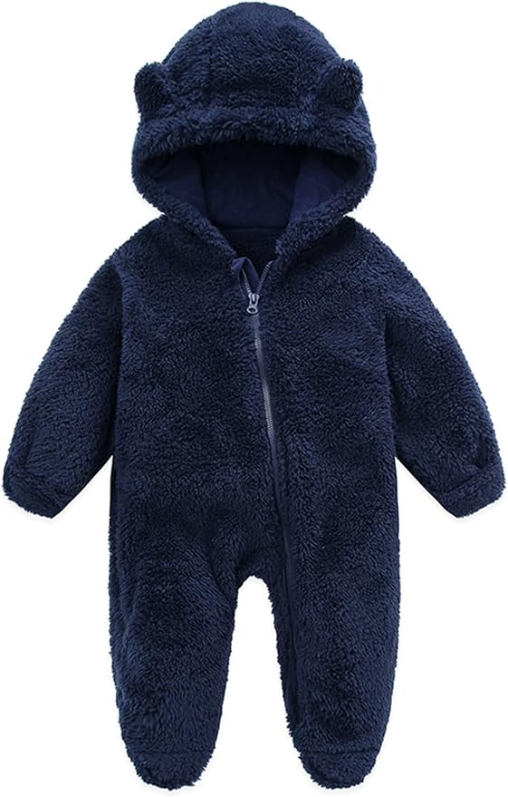 Baby Furry Jumpsuit Infant Bear Onesies Zipper Long Sleeve One-Piece Romper by BabymineStartFromTheHeart