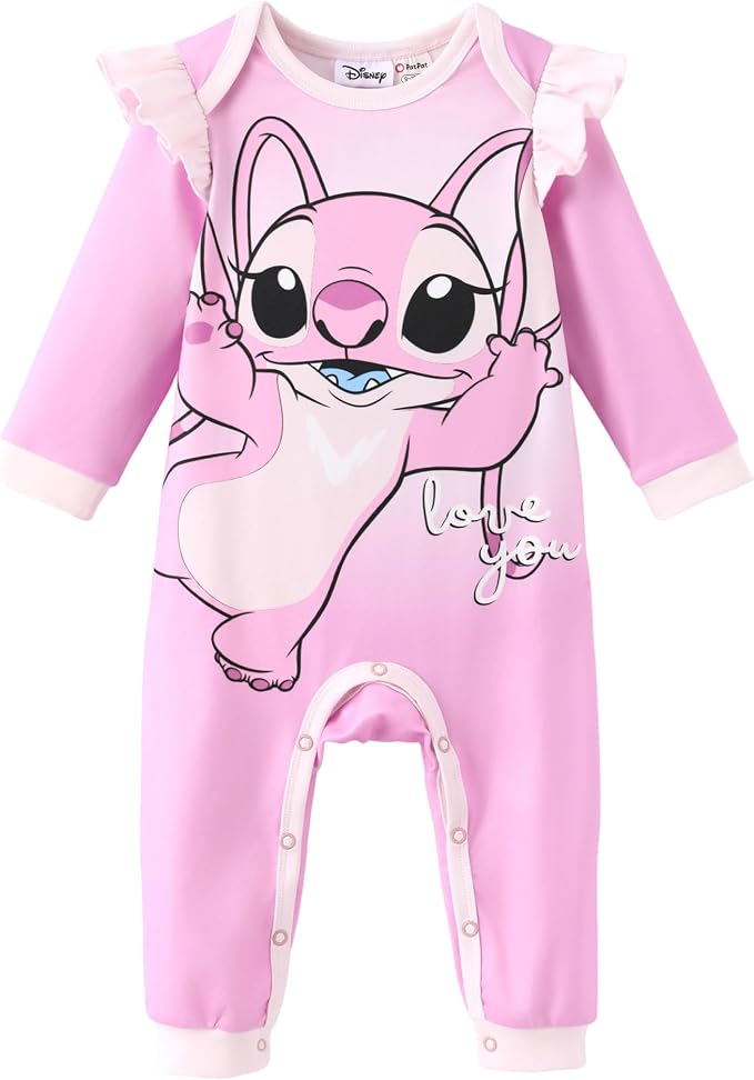 Disney Stitch Princess Minnie Winnie Marvel Baby Girls Ruffle Long Sleeve by Disney