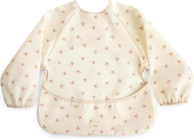 mushie Long Sleeve Baby Bib | Water Resistant Adjustable Fit | Ages 6-24 Months by mushie