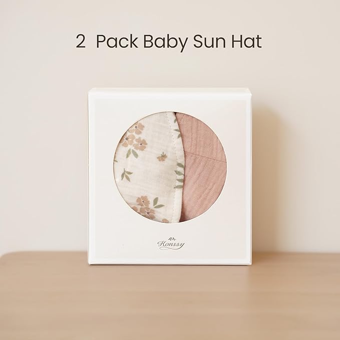 Konssy 2-Pack Muslin Baby Girl Sun Hats - Image 6