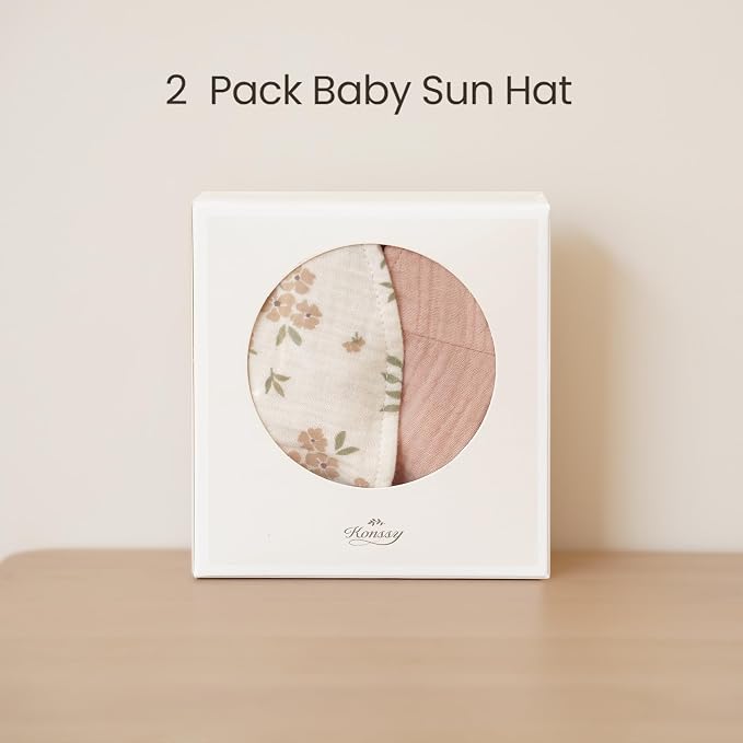 Konssy 2-Pack Muslin Baby Girl Sun Hats - Image 6