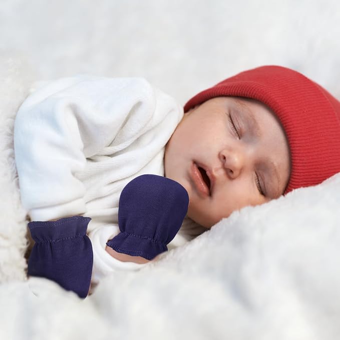 AQOKKA Newborn Baby Mittens No Scratch Cotton Elastic Wrist Gloves Infant - Image 5