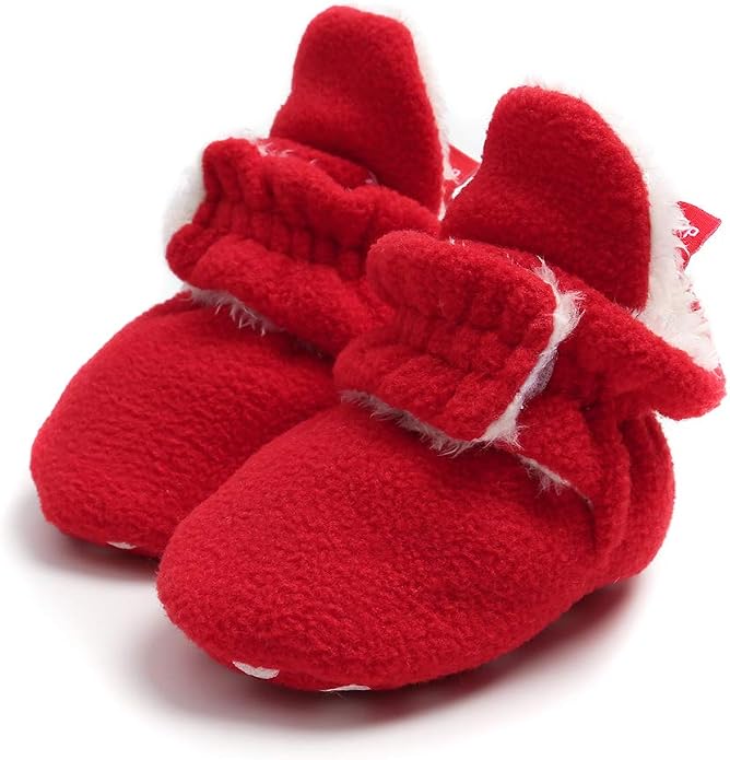 Baby Booties Cozy Fleece Slippers Soft Baby Shoes by GDSDYM