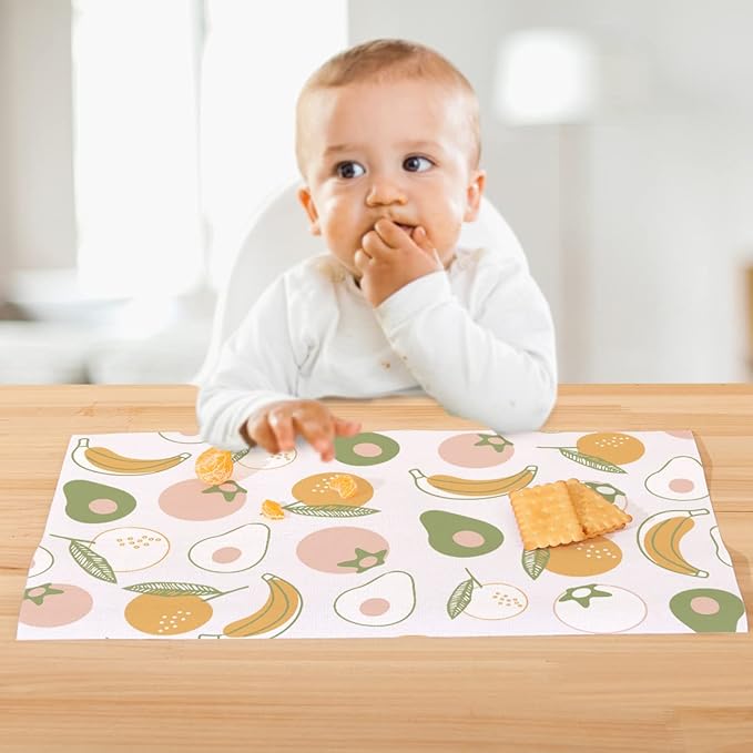 SUNVENO Disposable Baby Placemats – 20 Individually Wrapped Table Mats for Toddlers, Stick-On, Waterproof & BPA-Free – Great for Home, Restaurants, Travel & On-The-Go 18.7” X 12.5”
