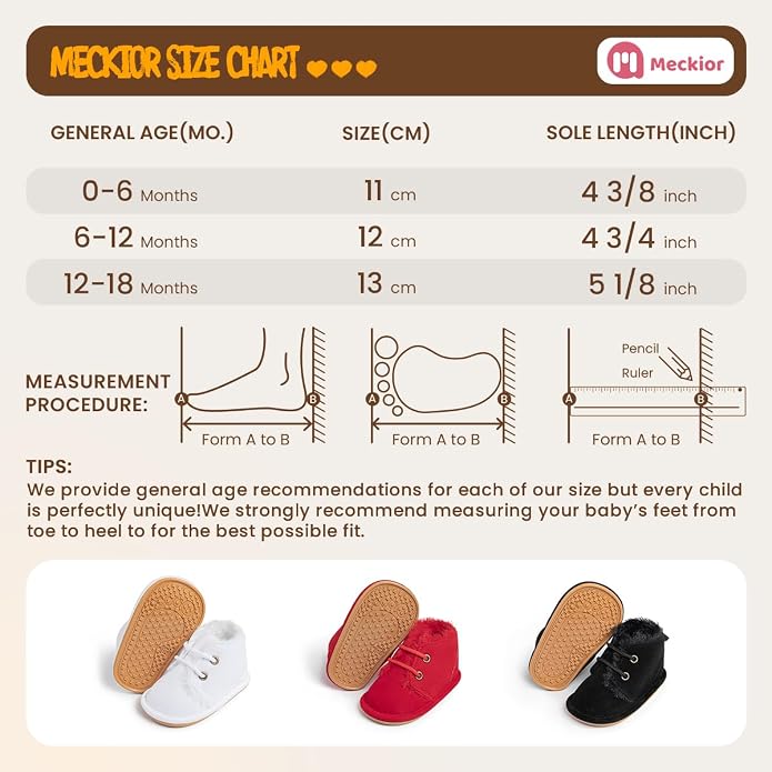 Meckior Baby Booties Newborn Infant Unisex Baby Girls Boys Velvet Rubber - Image 6