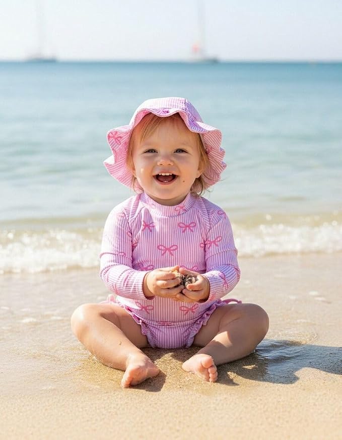 Renotemy Baby Swimsuit Girls One-Piece Swimwear Baby Beach Essentials 3M-3T - Image 2