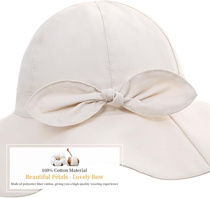 Baby Girl Sun Hat with UPF 50+ Outdoor Adjustable Beach Hat with Wide Brim - Image 5