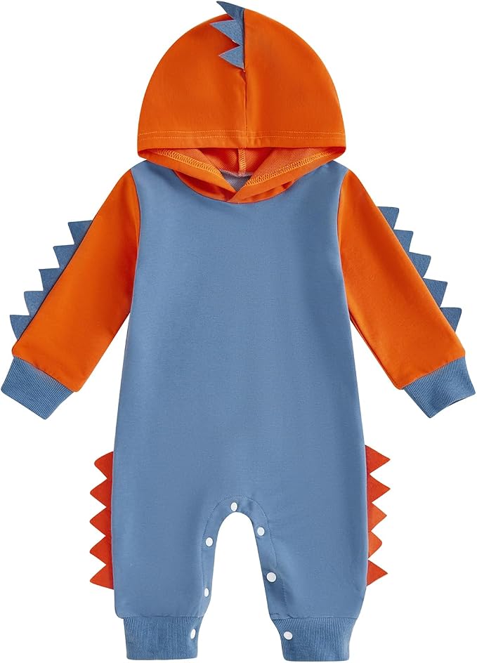 Newborn Baby Boys Rompers Hoodies Dinosaur Cartoon Infant Baby Toddler Onesie by MABABY