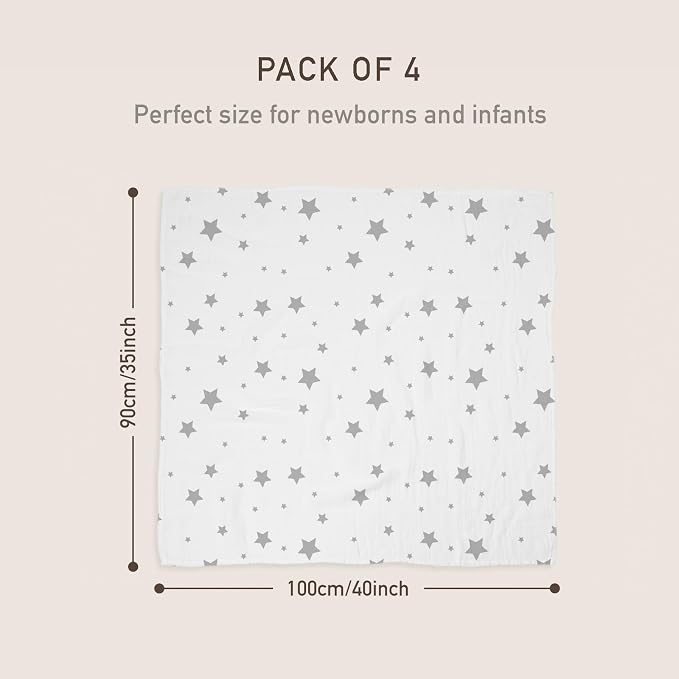 GLLQUEN BABY Muslin Swaddle Blankets 4Pk Receiving Blanket Large 35" x 40" | - Image 3