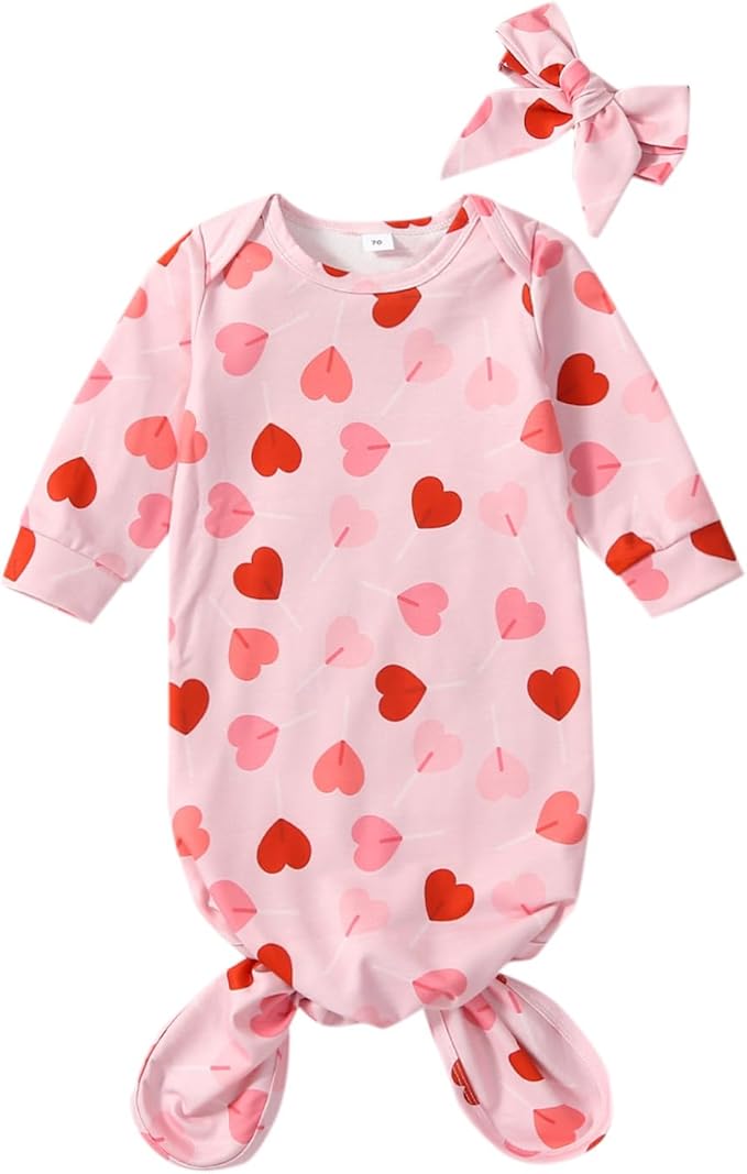 Newborn Baby Girl Floral Sleep Gown Headband Sleepwear Outfit by Merqwadd