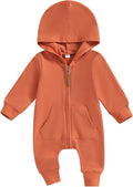 Infant Baby Boy Girl Clothes Solid Hoodie Romper Zip Up Long Sleeve Hooded by DNOMAID+YZARC