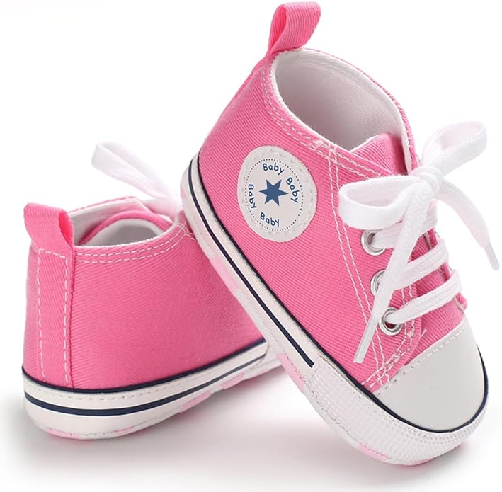 Unisex Baby Girls Boys Canvas High-top Shoes, Newborn Infant Anti-Slip Soft - Image 3