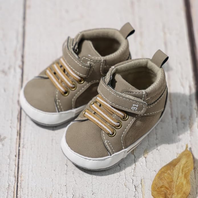 Meckior Toddler Baby Boys Girls High Tops Ankle Sneakers Soft Anti-Slip Sole PU - Image 2